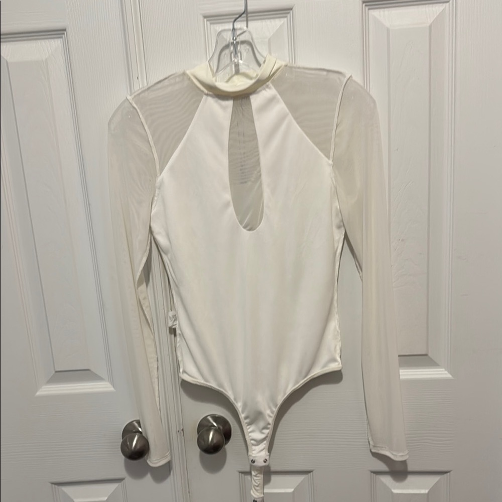 Fashion Nova White Sheer Mesh Bodysuit